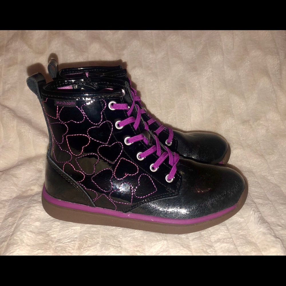 Stride Rite black boots size 12 w/ hearts